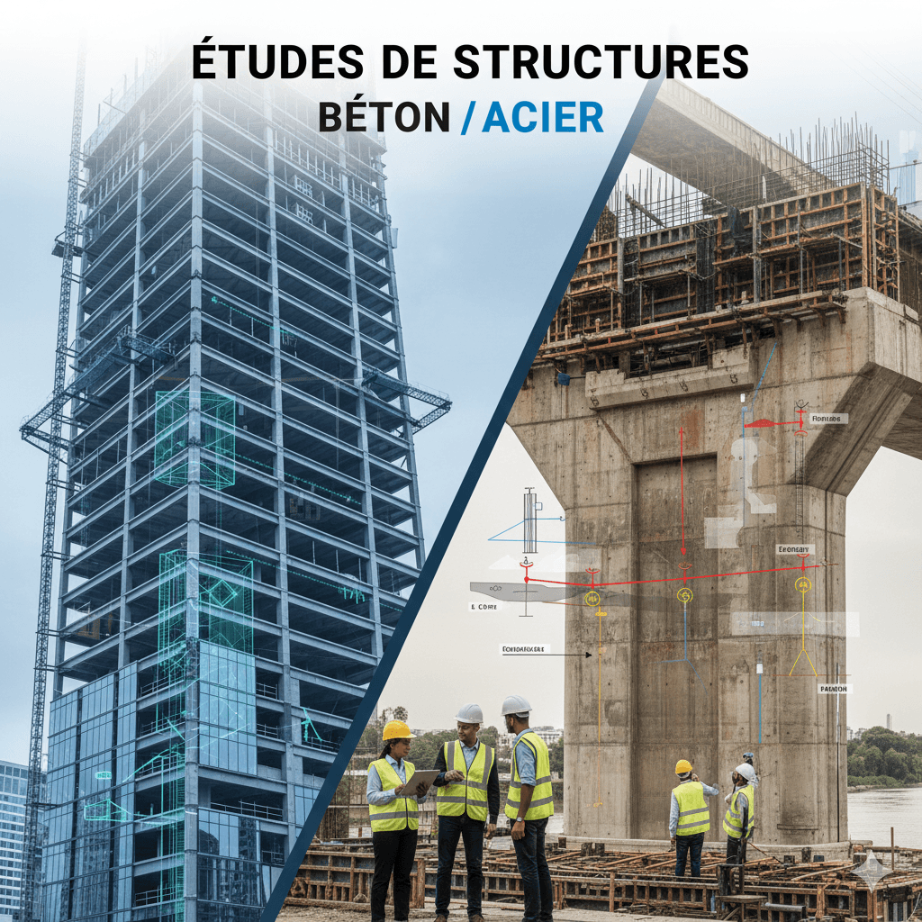 Études de structures béton et acier réalisées par PIN Ingénierie